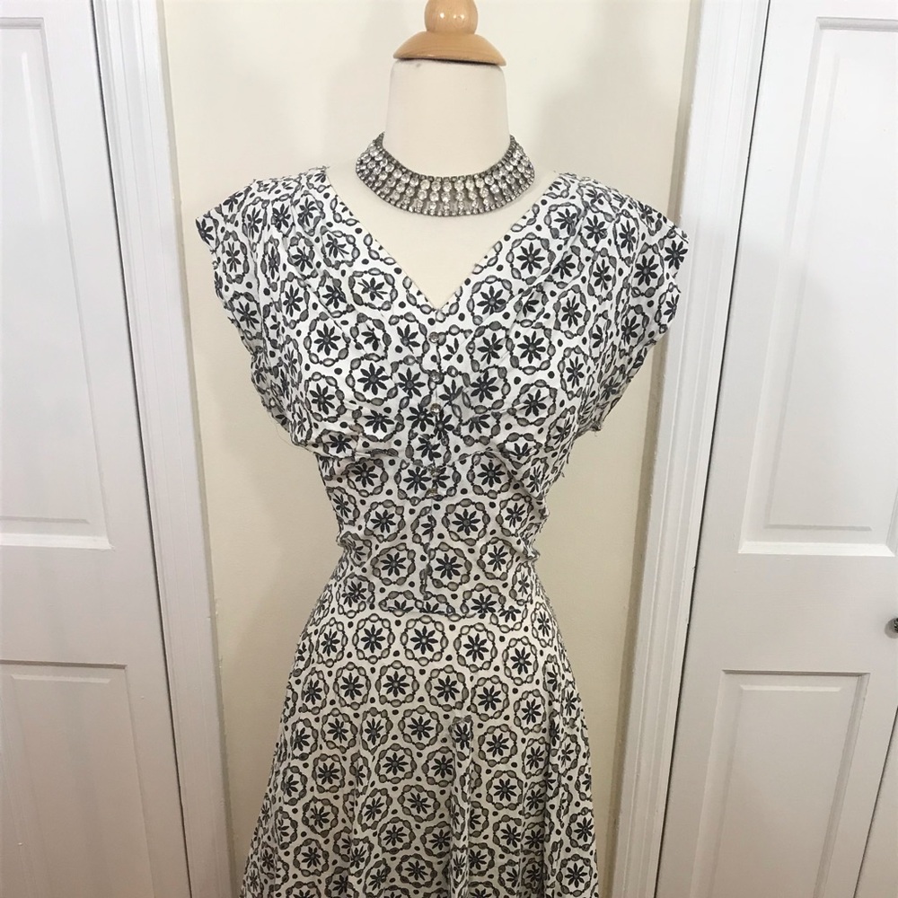 Vintage 1950s cotton eyelet dress
